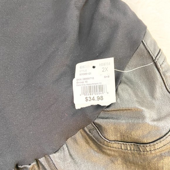 Motherhood Plus Size Indigo Blue Coated Skinny Leg Ankle Pant Black 3X - Picture 12 of 15